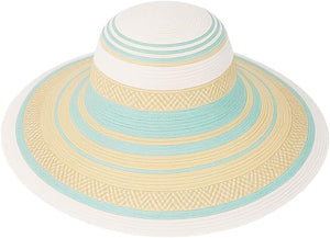 Women’s Southwest Striped Foldable Sun Hat – Wide Brim Summer Hat with Woven Synthetic Material for UV Protection